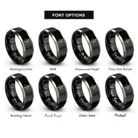 font options for inside engraving on black & grey magnetic north rings
