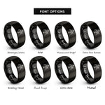 font options for inside engraving on black magnetic north rings