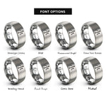 font options for inside engraving on gray magnetic north rings