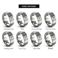 font options for inside engraving on gray magnetic north rings