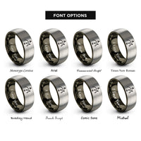 font options for inside engraving on gunmetal & gray magnetic north rings