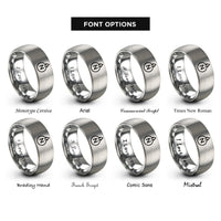 font options for inside engraving on gray magnetic north symbol rings