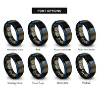 font options for inside engraving on gunmetal & blue magnetic north symbol rings