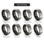 font options for inside engraving on black & grey magnetic tool holder rings