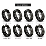 font options for inside engraving on black & grey magnetic tool holder rings