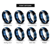 font options for inside engraving on blue & gray magnifying glass rings