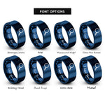 font options for inside engraving on blue magnifying glass rings