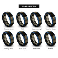 font options for inside engraving on gunmetal & blue magnifying glass rings
