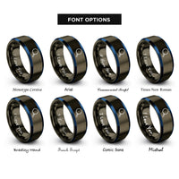 font options for inside engraving on gunmetal & blue magnifying glass rings