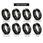 font options for inside engraving on black & silver magnifying map rings