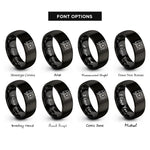 font options for inside engraving on black magnifying map rings