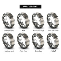 font options for inside engraving on grey magnifying map rings