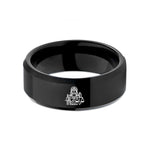 personalized wedding party presents – black tungsten lady justice scales wedding band