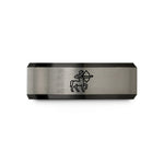 personalized presents for him – black & blue & grey tungsten sagittarius wedding band