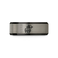 personalized presents for him – black & blue & grey tungsten sagittarius wedding band