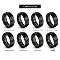 font options for inside engraving on black mailbox heart rings