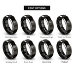 font options for inside engraving on black & grey maine coon rings