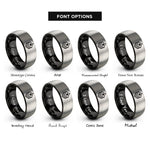 font options for inside engraving on black & grey major chevrons rings