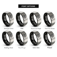font options for inside engraving on black & grey major chevrons rings