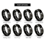 font options for inside engraving on black & grey major chevrons rings