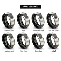 font options for inside engraving on black & grey major chevrons rings