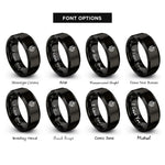 font options for inside engraving on black major chevrons rings