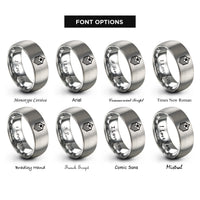 font options for inside engraving on grey major chevrons rings