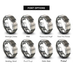 font options for inside engraving on grey major chevrons rings