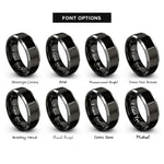 font options for inside engraving on black & gray major mace rings