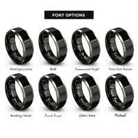 font options for inside engraving on black & gray major mace rings