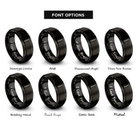 font options for inside engraving on black major mace rings