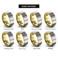 font options for inside engraving on gold & gray major mace rings