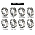 font options for inside engraving on silver maki roll rings