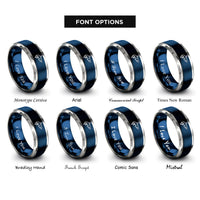 font options for inside engraving on blue & gray mako shark rings