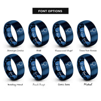 font options for inside engraving on blue mala beads tassel rings
