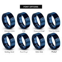 font options for inside engraving on blue mala beads tassel rings