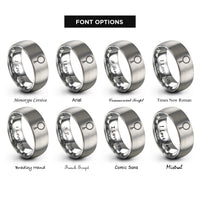 font options for inside engraving on gray mala beads tassel rings