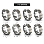 font options for inside engraving on silver mala beads tassel rings