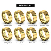 font options for inside engraving on gold male female rings