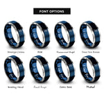 font options for inside engraving on blue & gray male runner rings