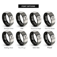 font options for inside engraving on black & gray mallard rings