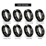 font options for inside engraving on black & grey mallard rings