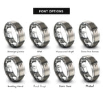 font options for inside engraving on grey mallard rings