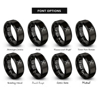 font options for inside engraving on black mallets crossed pair rings