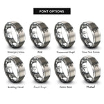 font options for inside engraving on gray mallets crossed pair rings