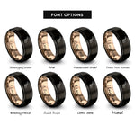 font options for inside engraving on black & rose gold malta rings