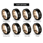 font options for inside engraving on black & rose gold malta rings