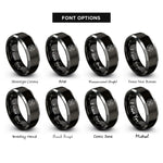 font options for inside engraving on black & grey maltese cross rings