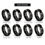 font options for inside engraving on black & silver maltese cross rings