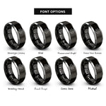 font options for inside engraving on black & gray maltese cross blank rings